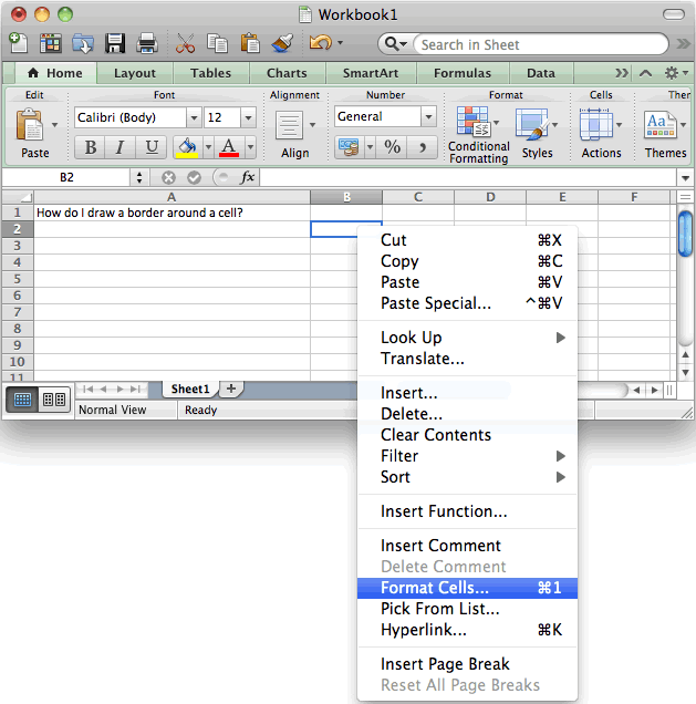 add tab in excel for mac cell